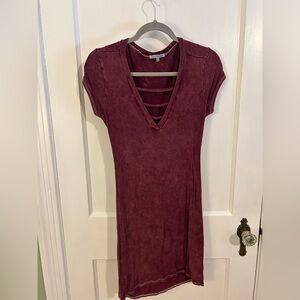 Charlotte Russe Burgundy V-Neck Mini Dress